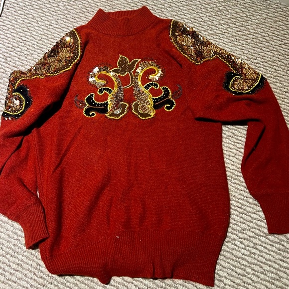 Ensemble 2 Pièces Marisa Christina - Cardigan Et Débardeur Paillettes Rouges - Taille PM (Petite)